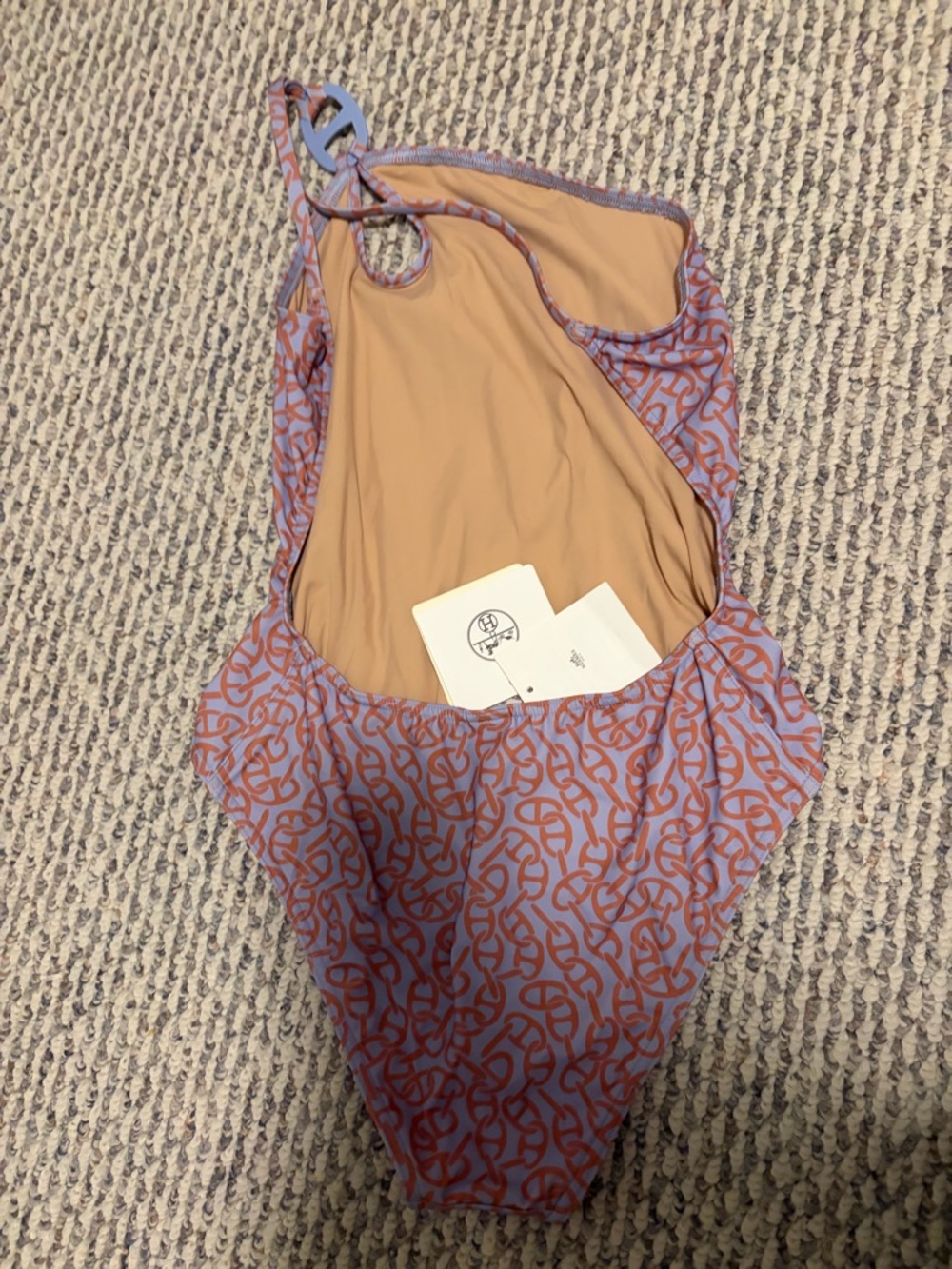 Hermes One-Shoulder Patterned Swimsuit Size 36 Swim - Picture 2 of 8